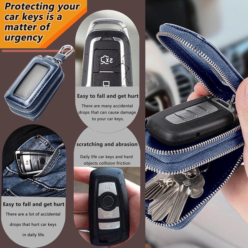 vvag Premium Car Key Fob Case Genuine Leather Car Smart Key fob Holder Car Remote Keychain Bag Universal - Image 2